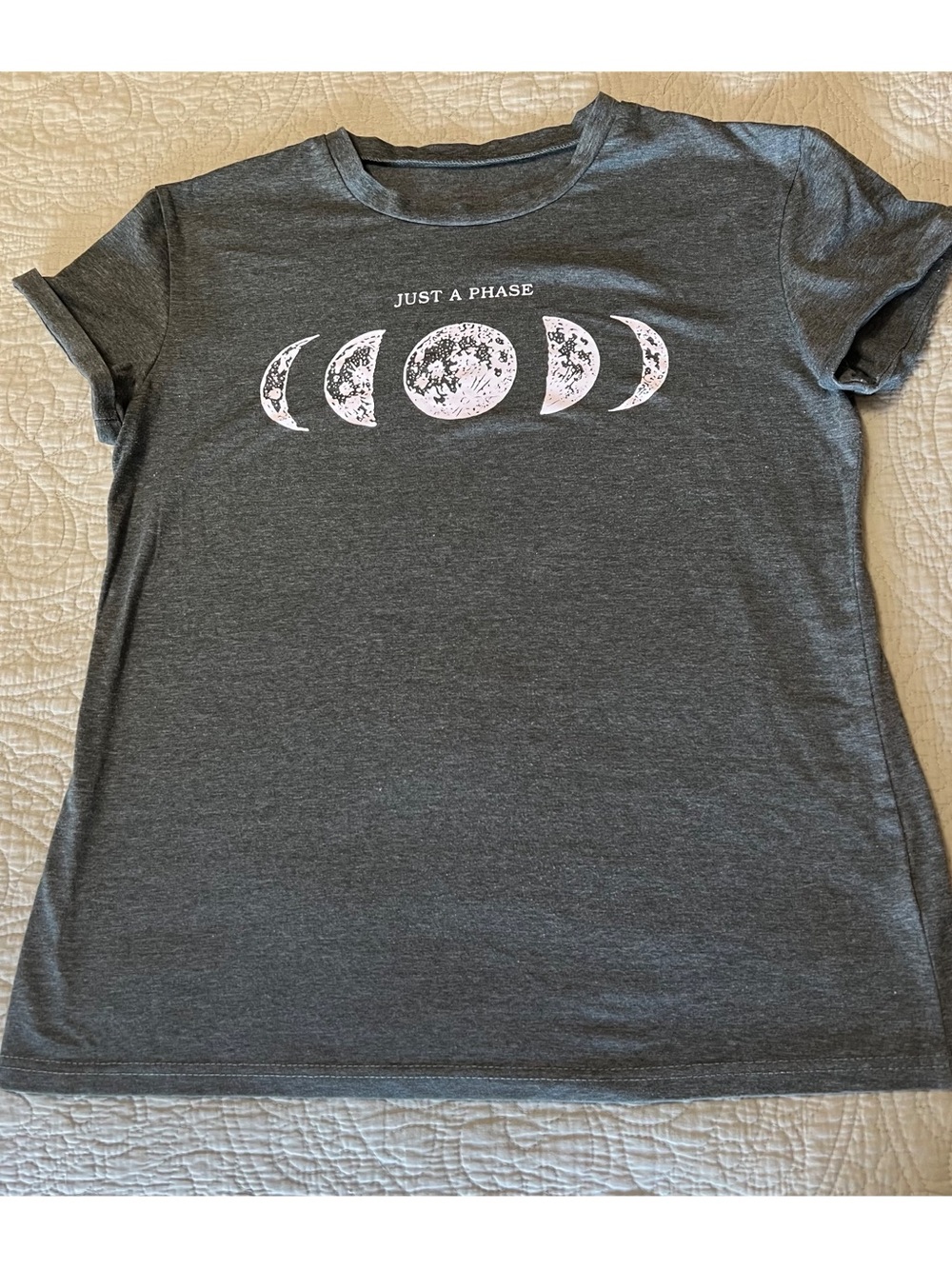 Just a Phase Women's Graphic Tee - Heathered Green Moon Phases